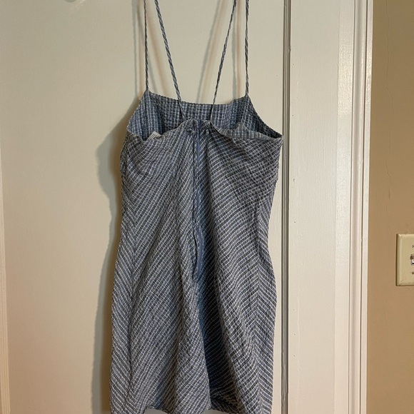 Vintage Blue & Green Striped Spaghetti Strap Dress - Picture 2 of 6